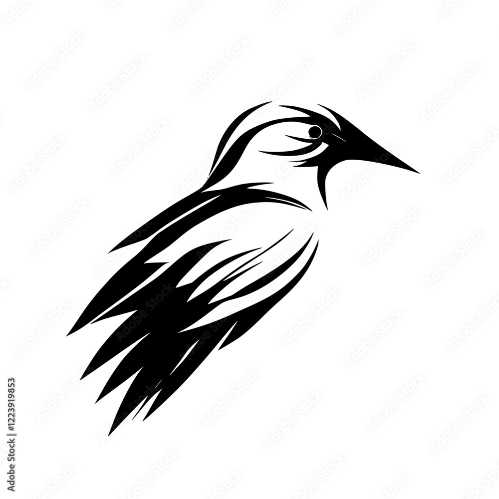 Obraz premium Abstract Bird: Black and White Avian Illustration - Stylish Vector Graphic Design