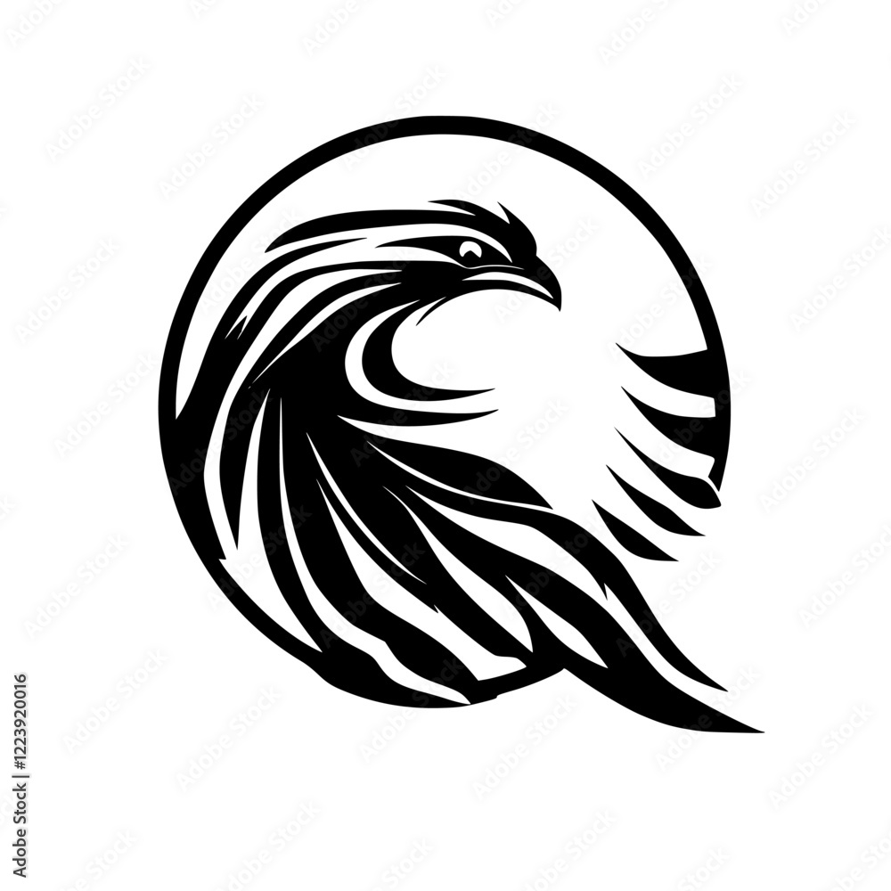 Fototapeta premium Majestic Eagle: Black and White Avian Art, Wildlife Bird Logo Design