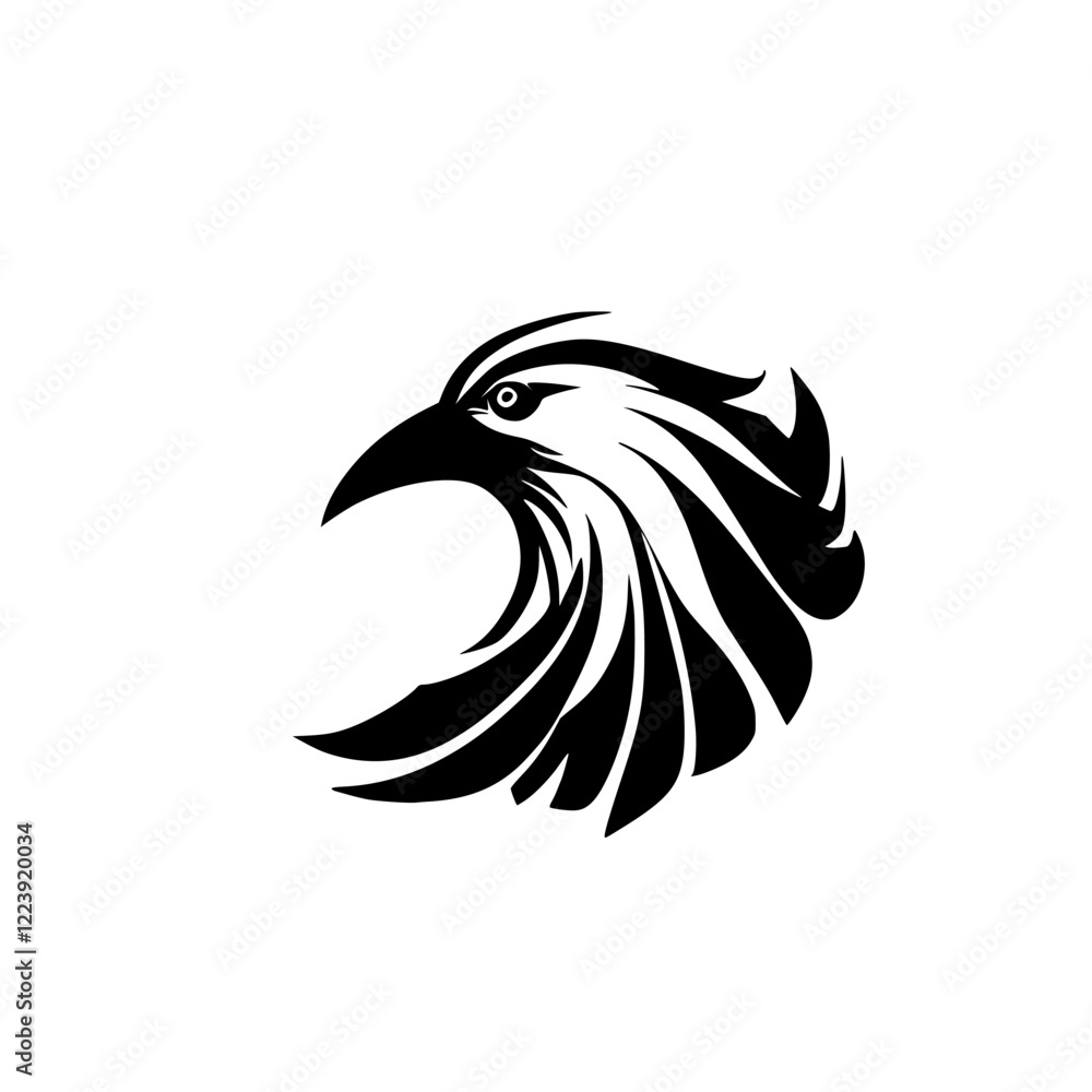 Obraz premium Majestic Eagle Head: A Black and White Vector Illustration of a Bird of Prey, Perfect for Logo Design and Wildlife Art