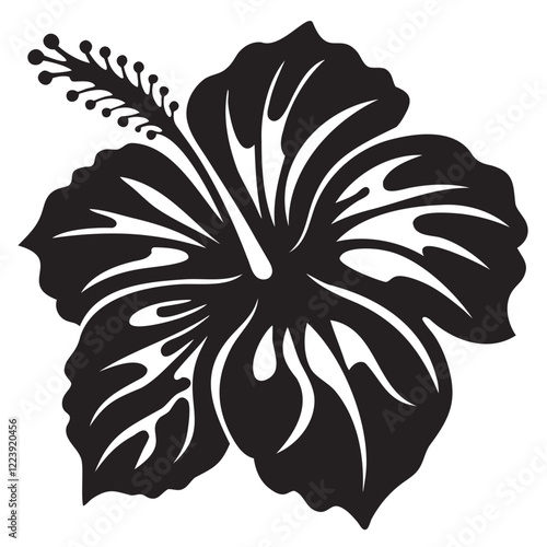 High-Quality Hibiscus Black Silhouette Illustration for Transparent Background