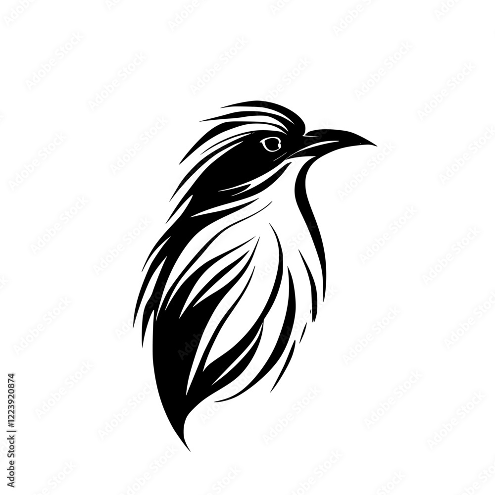 Fototapeta premium Elegant Monochrome Bird Illustration: A Stylized Avian Design