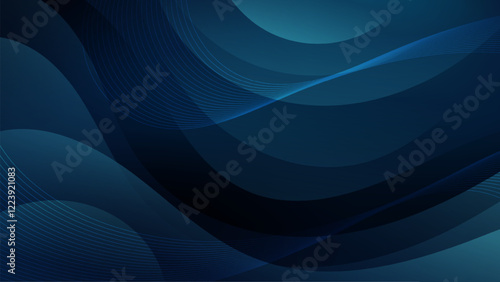 Abstract background with deep blue waves and a subtle light effect