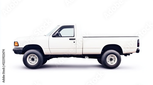 White Pickup Truck Isolated On White Background
