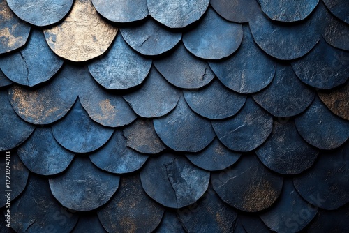 Wallpaper Mural Dark Blue Metallic Background with a Shingle-like Textured Surface Torontodigital.ca