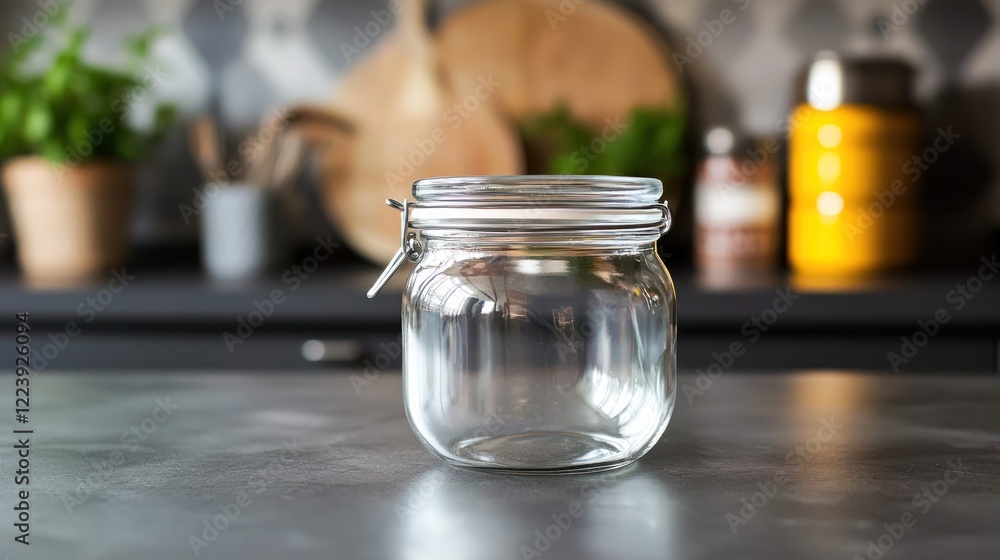 A glass jar with a tight lid sitting on a kitchen countertop
