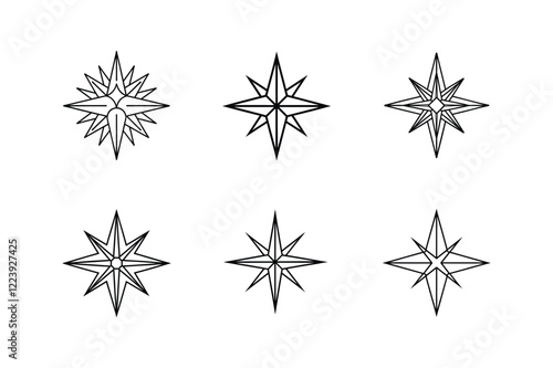 epiphany star icon line art vector illustration