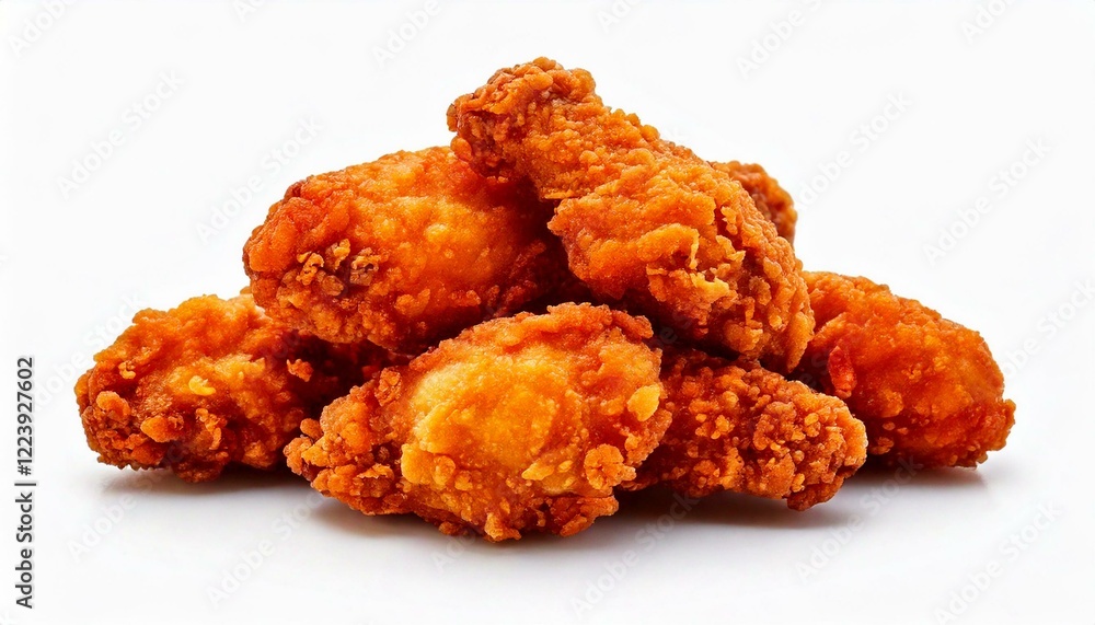 Heap of fried spicy chicken isolated on white background. Heap of fried spicy chicken isolated on white background.