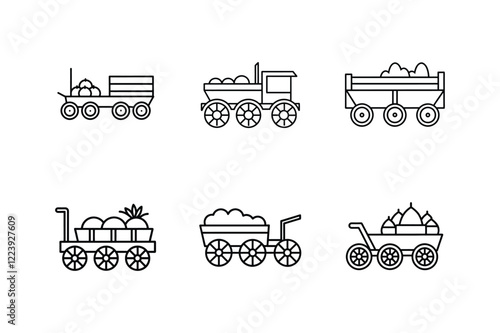 hayride icon line art vector illustration