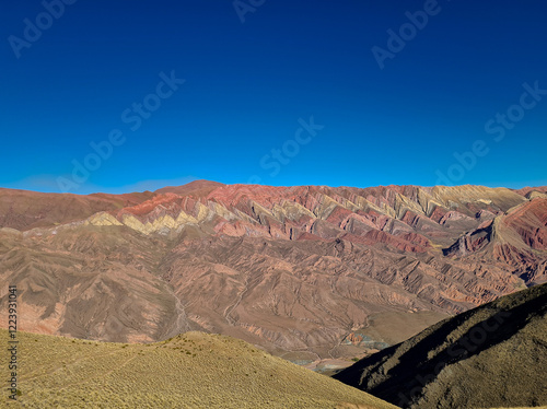 Colorful mountain of folded sedimentary rocks in the province of Jujuy photo