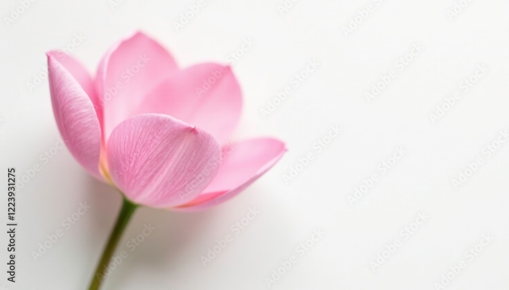 Fototapeta premium Soft pink petals against stark white background showcase, pink, plant, background
