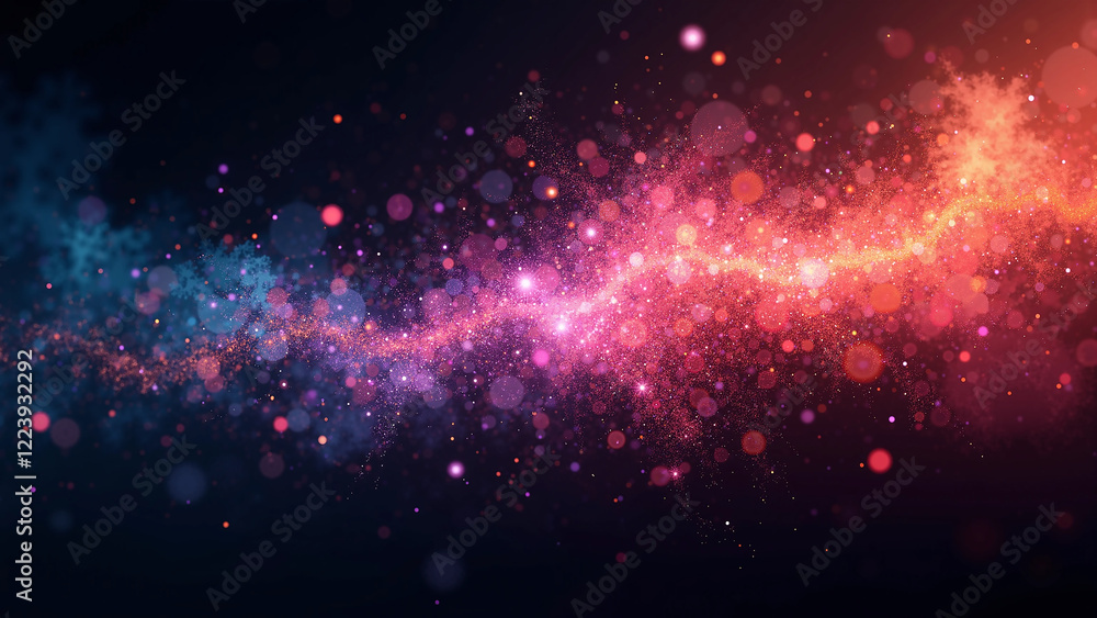 Naklejka premium Abstract Particle Explosion with Colorful Glowing Dots
