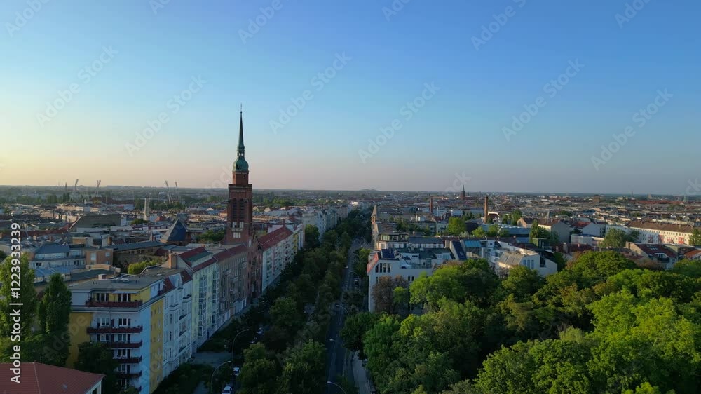 Serene jewish cemetery nestled within the bustling city of berlin, showcasing a tranquil oasis amidst the urban sprawl. Amazing aerial view flight overflight flyover drone Serene jewish cemetery nestled within the bustling city of berlin, showcasing a tranquil oasis amidst the urban sprawl. Amazing aerial view flight overflight flyover drone