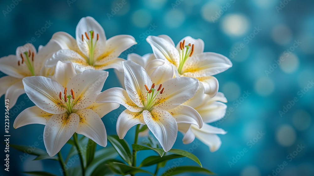 A bouquet of white lilies against a light background with space for text, minimalistic, bright tone, modern blurred backdrop, and empty caption space on the side
A bouquet of white lilies against a light background with space for text, minimalistic, bright tone, modern blurred backdrop, and empty caption space on the side