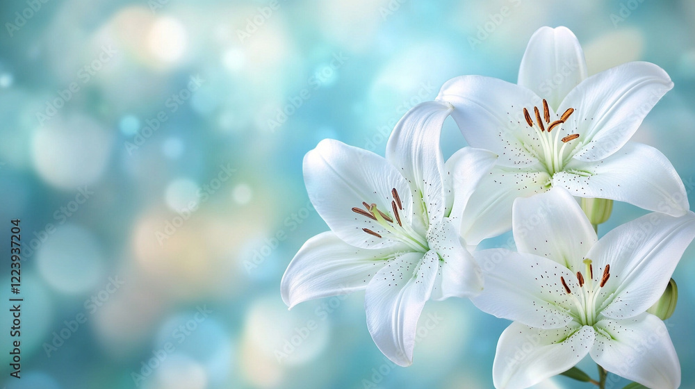A bouquet of white lilies against a light background with space for text, minimalistic, bright tone, modern blurred backdrop, and empty caption space on the side
A bouquet of white lilies against a light background with space for text, minimalistic, bright tone, modern blurred backdrop, and empty caption space on the side