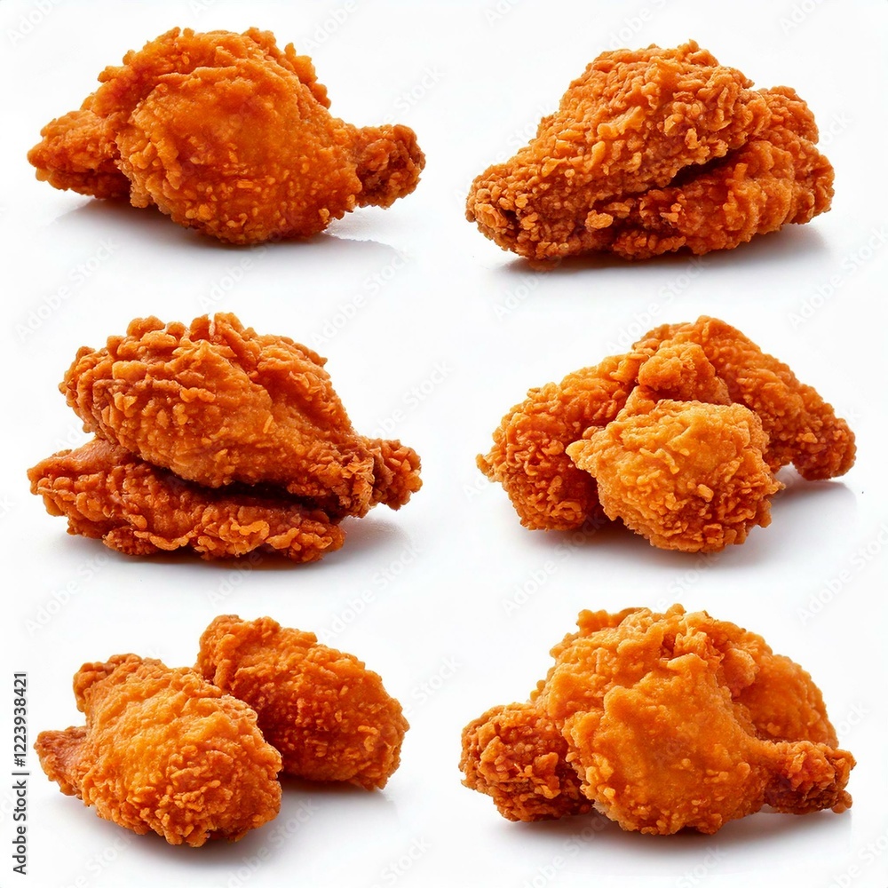 Set of fried chicken isolated on white background Set of fried chicken isolated on white background