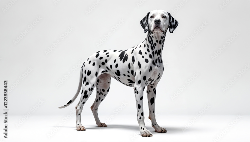 Dalmatian Portrait Captured in Elegance Against Immaculate White Background - Generative AI Dalmatian Portrait Captured in Elegance Against Immaculate White Background - Generative AI