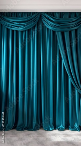 Wallpaper Mural Luxurious and Vibrant Silk Drapes, Rich Deep Teal, Professional Quality Torontodigital.ca