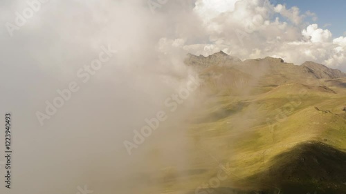 Rotate inside the clouds high in the mountains in Lagodekhi Nature Reserve; Caucasus - Georgia. photo