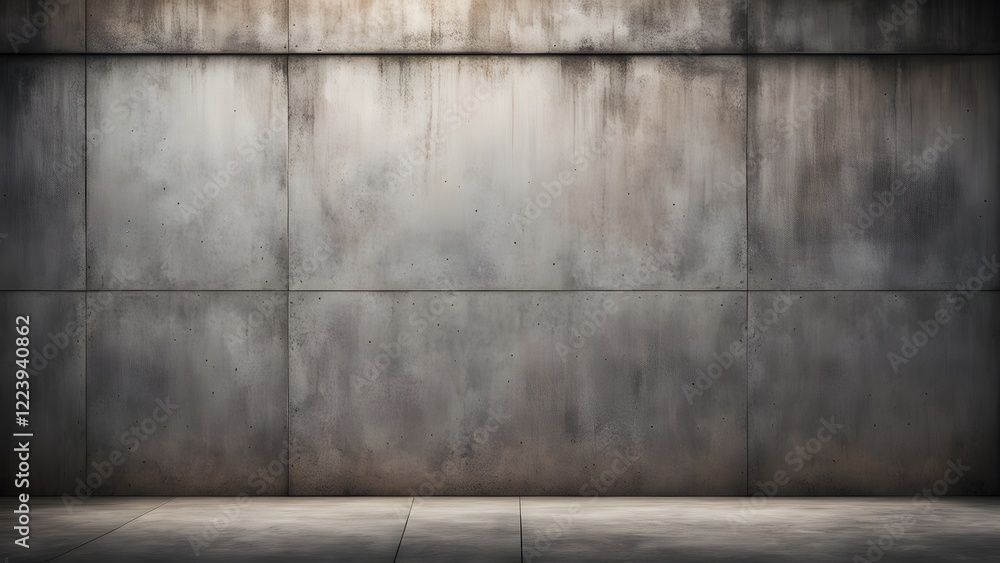 Fototapeta premium Grungy concrete wall and floor background with subtle lighting.