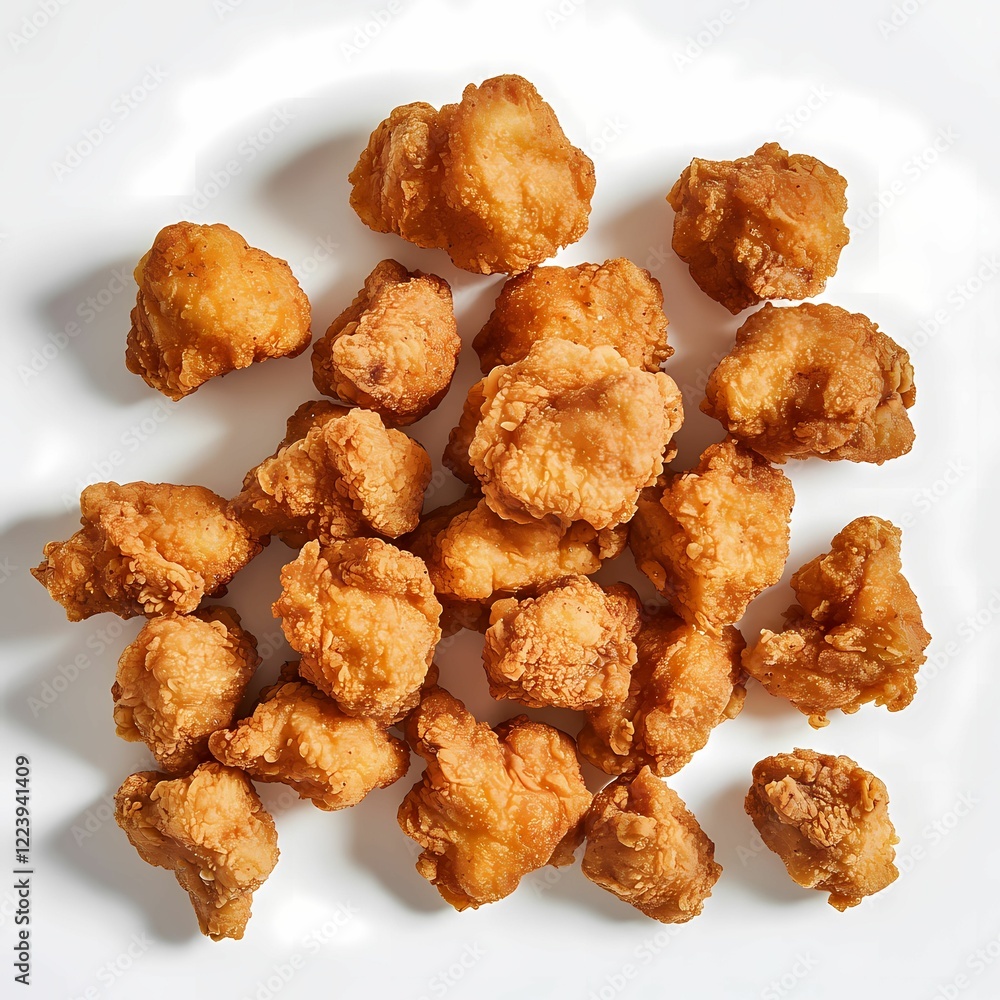 Fried Chicken Nuggets on White Background