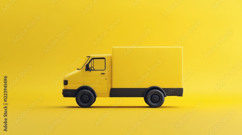 Yellow Delivery Truck on Yellow Background Yellow Delivery Truck on Yellow Background