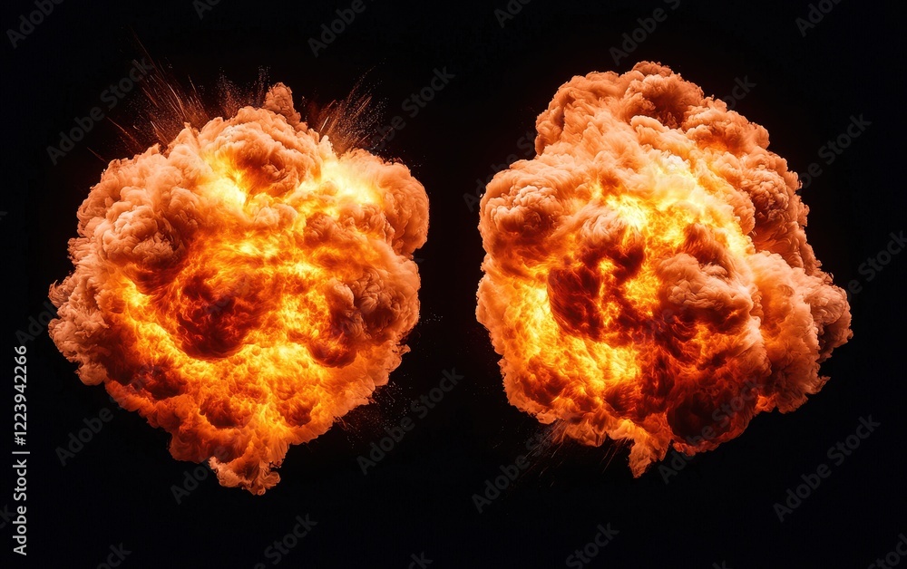 Fiery Explosions with Intense Heat and Bright Orange Flames Fiery Explosions with Intense Heat and Bright Orange Flames