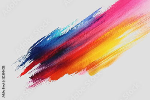 Colorful brush stroke on a clean white background creating an artistic and vibrant abstract design perfect for backgrounds and creative projects