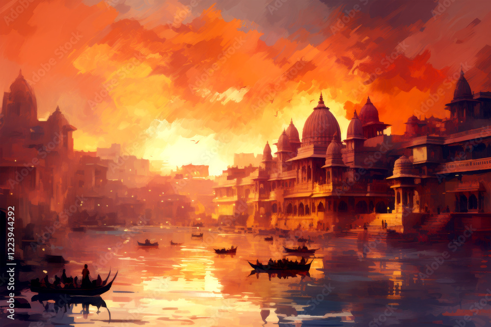 Obraz premium oil painting architecture of India