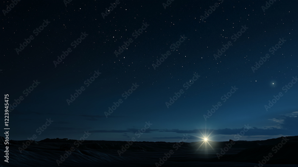 Obraz premium A single bright star in an otherwise dark night sky