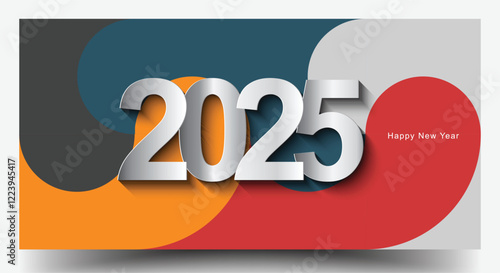 Happy New Year 2025 Background. Elegant Colorfull 2025 Logo Number Poster Designs For a 2025 Poster And Calendar. Minimal Geometric Posters Set.