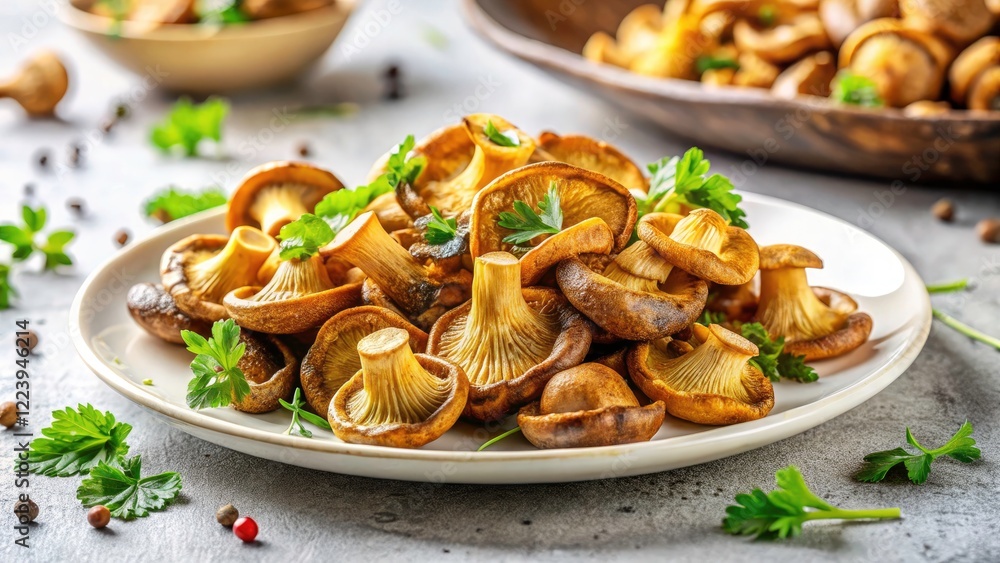 Fresh Fried Eryngii Mushroom Isolated on White Background - Low Light Photography, Gourmet Ingredients, Culinary Delights, Healthy Eating, Organic Produce, Food Styling, Vegan Options Fresh Fried Eryngii Mushroom Isolated on White Background - Low Light Photography, Gourmet Ingredients, Culinary Delights, Healthy Eating, Organic Produce, Food Styling, Vegan Options