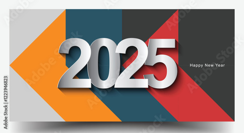 Happy New Year 2025 Background. Elegant Colorfull 2025 Logo Number Poster Designs For a 2025 Poster And Calendar. Minimal Geometric Posters Set.