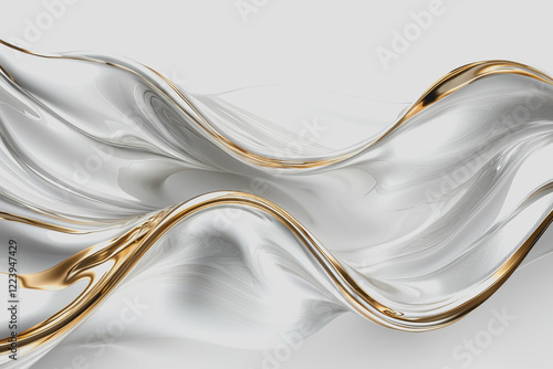 White and gold abstract wave design on a clean white background for use in digital and print media