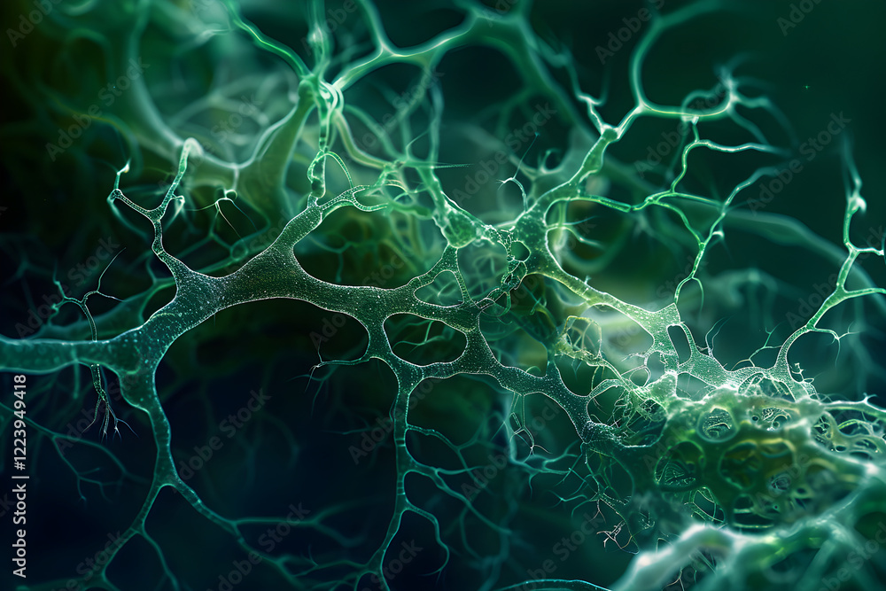 Ethereal Glow: Microcosmic View of an Ooze Mould in Its Intricate Beauty and Complexity