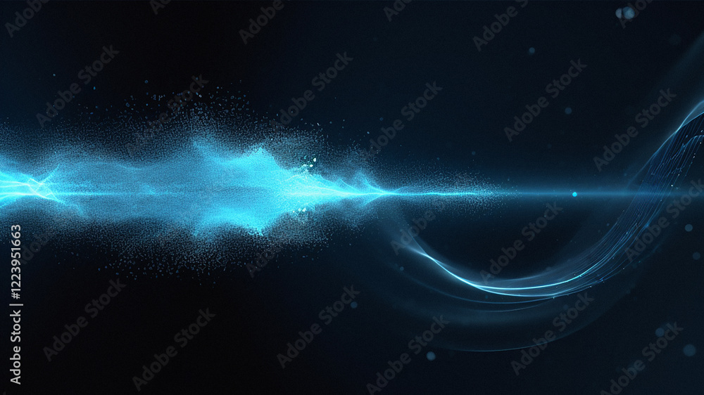 Obraz premium Water droplets, dewdrops, splashes, graceful, curved, technological, dreamy gradient, cool, background, template