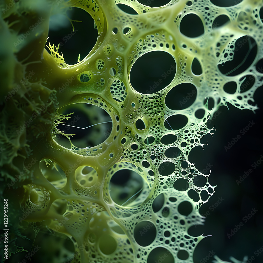 Ethereal Glow: Microcosmic View of an Ooze Mould in Its Intricate Beauty and Complexity Ethereal Glow: Microcosmic View of an Ooze Mould in Its Intricate Beauty and Complexity