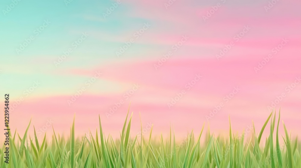 Pastel sunset over grassy field; nature serenity. Ideal for websites or social media Pastel sunset over grassy field; nature serenity. Ideal for websites or social media
