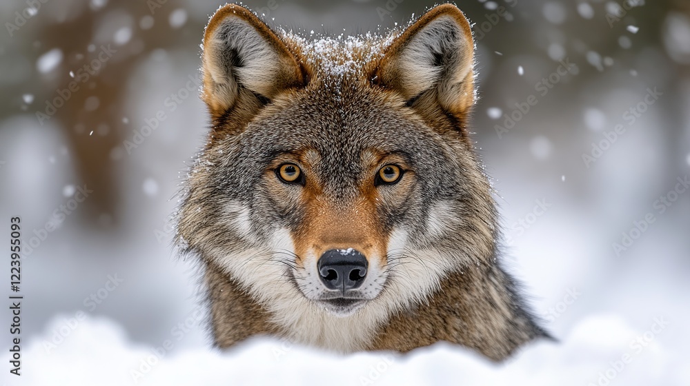 Majestic wolf in snowy forest, winter wildlife portrait Majestic wolf in snowy forest, winter wildlife portrait
