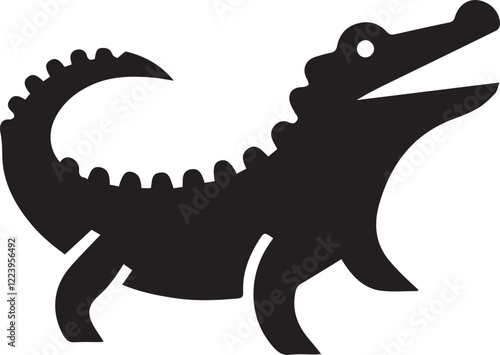 Simple crocodile logo on black and white background