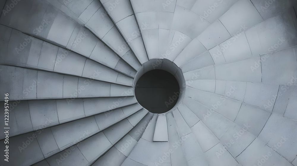 Naklejka premium Circular staircase descending, building interior