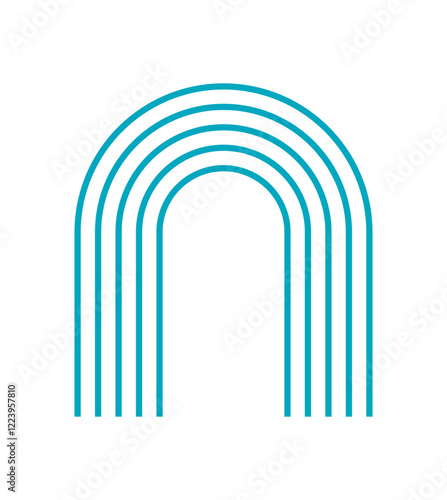 Bold minimalist arch sticker. Abstract shape in modern style. A simple figure with curves and lines, this icon embodies brutalism and y2k aesthetics. Perfect for trendy designs contemporary graphics.