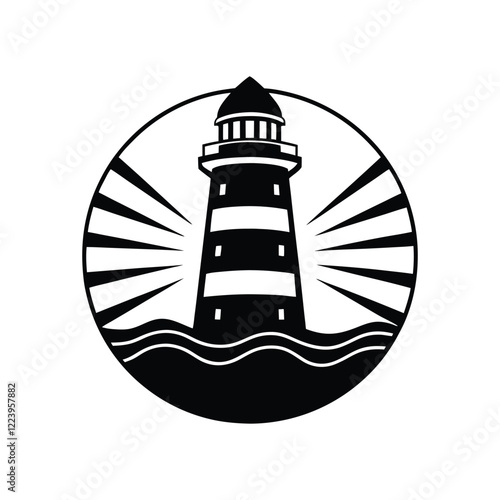 lighthouse on the sea, vector logo icon