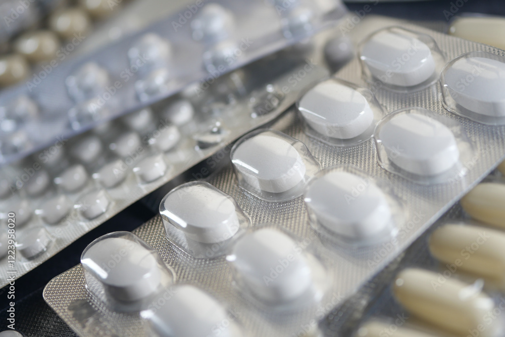 Prescription medication displayed in organized packaging Prescription medication displayed in organized packaging