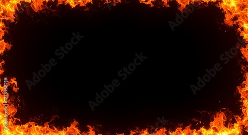 Fiery Flame Border Design Black Background