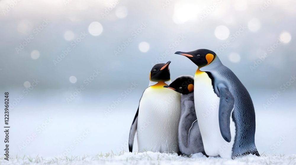 Fototapeta premium King Penguin Family in Winter