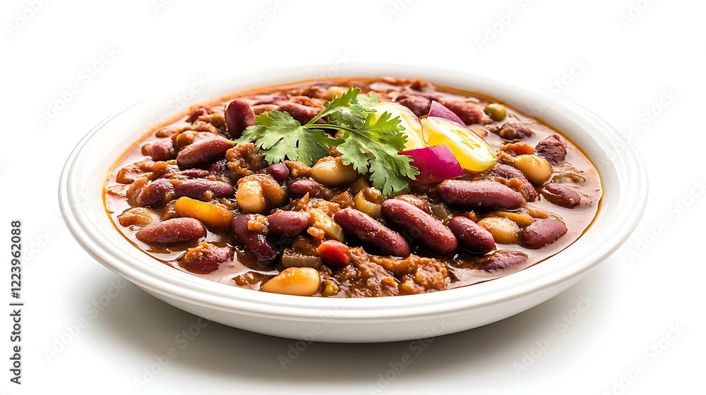 Bowl of red kidney beans with parsley and garlic isolated on white background Bowl of red kidney beans with parsley and garlic isolated on white background