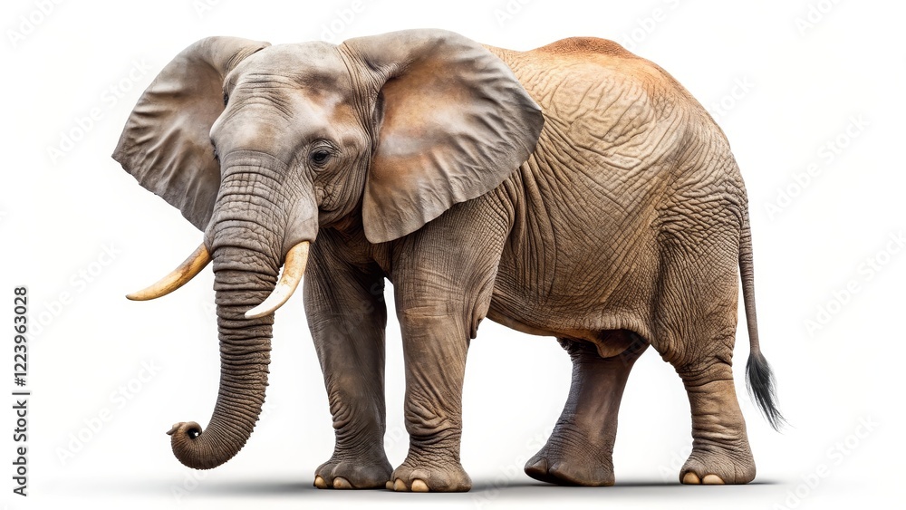 Obraz premium African Elephant on White Background