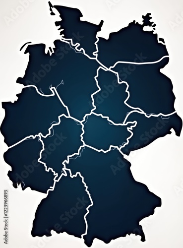 Detailed map of German states. Administrative divisions of Germany shown. Political geography of Europe. Regional borders clearly outlined. Useful for educational materials general interest. Shows photo