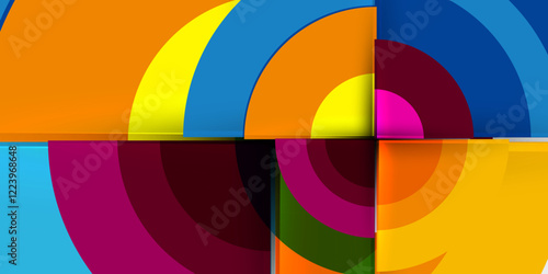 Techno circles and semi circles. Vector Illustration For Wallpaper, Banner, Background, Card, Book Illustration, landing page