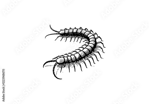 Centipede hand drawn Illustration Sketch Vector Isolated